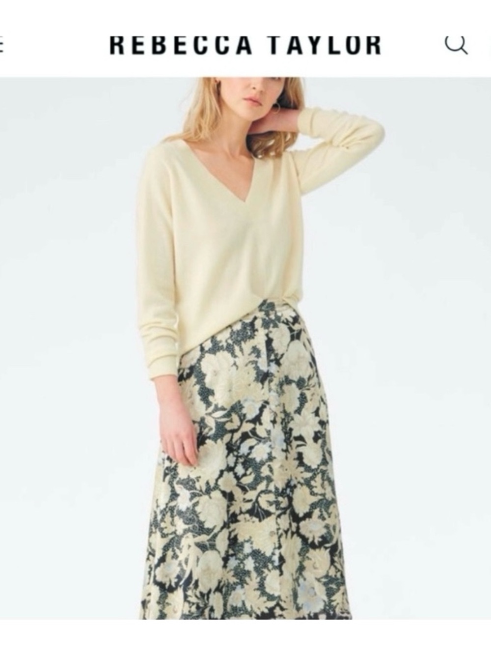 Rebecca Taylor V Neck Yellow Cashmere Sweater Women’s Size Small